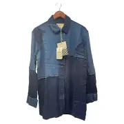 Sandrine Rose Women’s Raw Design Button Up Blue Small Size Shirt
