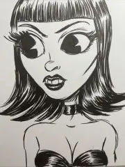 Femme Fatale Sexy Vampire Horror Goth Original Art drawing By Frank Forte