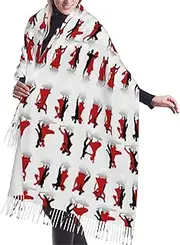 [DEXNEL] Ballroom Dance Women'S Fashion Scarf With Art Printed Tassel Soft Cashmere Warm Winter Warm Long Scarves