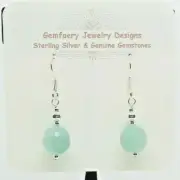 Sterling Silver Faceted AAA AMAZONITE Gemstone Earrings #27...Handmade USA