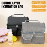 Double Deck Lunch Bag Dual Compartment for Adult Women Men Work Office Insulated