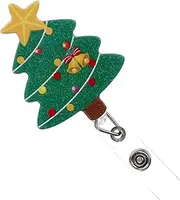 CHICAMPERA Christmas Tree Badge Reel Holder Retractable with Id Clip Cute Nurse Badge Reel for Nursing Versatile Use for Id and Cards