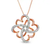 0.17 CT. T.W. Natural Diamond Clover Heart Knot Pendant in 10K Rose Gold