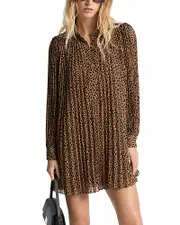 Michael Kors Cheetah Allover Pleated Dress