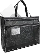 Mesh Art Supply, Clear File Organizer, Large Tote Carrier | 17 x 13 x 4.4 Inch Storage Bag with Zipper Feature and Carry Handle, Transparent A3 Art Holder for Posters Teaching Painting Sketch