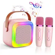 Mini Karaoke Machine for Kids Teen Adults, Kids Karaoke Machine with 2 Pink