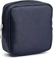 [AGBIADD] Makeup Bag Travel Cosmetic Case Toiletry Bag with Zipper, Portable Make Up Organizer Traveling Compact Car Bag for Essentials, Black, Cross Grain Pattern