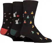 SockShop Gentle Grip Mens Fun Feet Soft Top Novelty Patterned Soft Breathable Cotton Socks in a Multipack of 3