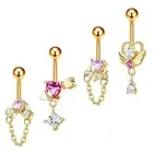 Fashion Zircon Heart Belly Button Ring Piercing Fake Body Jewelry For WomGL