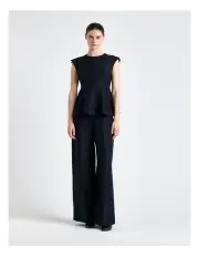 [Cue] Linen Rayon Peplum Top
