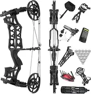 Compound Bow Kit, Dual-Purpose Compound Bow, Steel Ball Compound Bow, Draw Weight 40-70lbs Adjustable, Gordon Limbs Made in USA,Short-Axis Compound Bow,Left/Right Hand Avalible