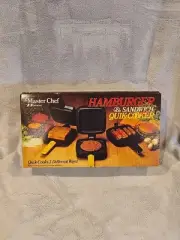 Vintage 1970s [BNIB] Master Chef Hamburger & Sandwich Quik-Cooker Handheld Grill
