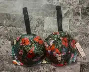 NWT VICTORIA'S SECRET 36DD TROPICAL RHINESTONE SHINE STRAP PUSH UP BIKINI TOP