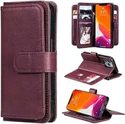 MojieRy Phone Cover Wallet Folio Case for Samsung Galaxy A70, Premium PU Leather Slim Fit Cover for Galaxy A70, 1 Photo Frame Slot, 9 Card Slots, Nice fit, Red