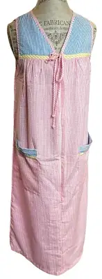 Styled by Saybury Vintage Medium Womens Nightgown House Dress Seersucker Pastel