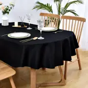 Oval Tablecloth 60 X 84 Inch Washable Fabric Table Cloth Solid Black Table Cover