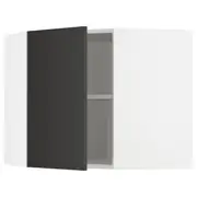 METOD corner wall cabinet with shelves, white/Nickebo matt anthracite, 68x37x60 cm