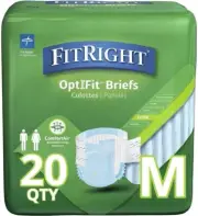FitRight OptiFit Adult Incontinence Briefs w Tabs Medium M, 80 Ct, Extra Plus