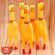 Rubber Chicken Screaming Squeaky Noise Shrilling Shrieking Squawking Noisemaker Novelty Gadget for Dogs Pets (11.8 Inch, 10 Packs)