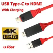 USB 3.1 Type C to HDMI Adapter Cable Cord 4K For ASUS ROG Phone 6 Pro 5G 5 Lead