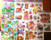 EASTER Lot 7 VINTAGE Sheet Window Cling Static Spring decoration Bunny Chick
