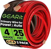 GearIT 8 Gauge Wire (25ft Each- Black/Red Translucent) Copper Clad Aluminum CCA - Primary Automotive Wire Power/Ground, Battery Cable, Car Audio Speaker, RV Trailer, Amp, Electrical 8ga AWG 25 Feet