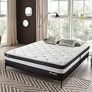 Dreamz King Single Cooling Mattress, Knitted Fabric, Memory Foam Bed Mattress, 5 Zone Pocket Spring Euro Top Coil Bedding Home, Breathable Top,Medium Feel, 25CM Thickness,15Yrs Warranty, White
