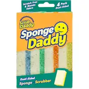 Scrub Daddy - Sponge Daddy Dual-Sided Sponge and Scrubber - Scratch-Free & Resists Odors - 4 Count