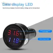12V 24V Digital Car Voltmeter Thermometer Cigarette Lighter 2 in 1 Battery
