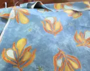 VNTG UNUSED COTTON FABRIC PEARS W/ BLUE BACKGROUND 2 1/2 YARDS X 54" HOME DECOR