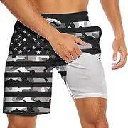 [Socira] Men's Swim Trunks with Compression Liner, Quick Dry Mens 2 in 1 Swimming Trunks Men Beach Bathing Suits Swimsuit