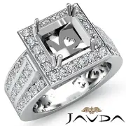 Diamond Engagement Ring Princess Semi Mount Pave Channel 14k White Gold 1.25Ctw