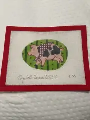 Hand Painted Pig Needlepoint Canvas- Elizabeth Turner