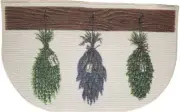 Textured Printed Kitchen Rug/Mat (18"x30") DRIED HERBS STILL LIFE, D Shape, MH