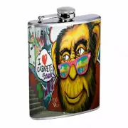 Monkey Mural Em1 8oz Stainless Steel Flask Drinking Whiskey Liquor