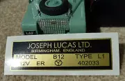 Land Rover Early Series 1 1949-57 Lucas B12 Coil Black/Gold Sticker Decal