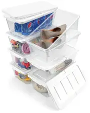 Plastic Storage Bins with Lids,Stackable Shoe Boxes and See-Through Plastic S...