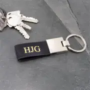 Black Personalised Strap Keyring