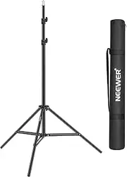 [NEEWER] Collapsible Metal Photography Light Stand with Inner Spring Cushion, 1/4" Screw, and Carrying Bag for Lights, Reflectors, Softboxes, Backgrounds – 6.2ft/1.9m, Black
