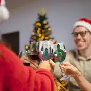Christmas Themed Tall Wine Glass Elegant Goblet Stemwares Beverage Drinking Cup