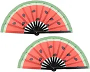 Veulrn Folding Fan, Watermelon Folding Fan Watermelon Hand Fan Fan China Japan Handheld Fan Festival Fan Supplies