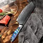 Cleaver Knife Kitchen Chef Slicing Meat 67 Layers Damascus Steel Shell Handle 7"