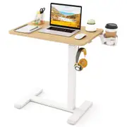 Costway Mobile Standing Desk Height Adjustable Overbed Bedside Table Rolling Laptop Study Desk Natural