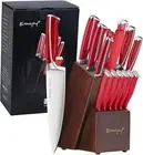 15-Piece Kitchen Knife Set with Block, Stainless Steel Knives, include Sharpener