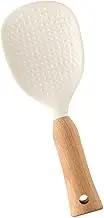 ABOOFAN Silicone Rice Scoop with Wooden Handle Multipurpose Serving Spoon for Rice Non Stick Spatula for Home Cooking for Serving Various Dishes