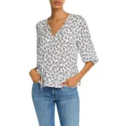 AQUA Women's Floral Boho Peasant Blouse Top NWT