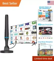 HD Digital TV Antenna - Indoor Outdoor - Strong Magnetic Base - 360° Reception