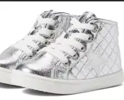Sparkle and Shine With Girls Nina Evee Silver Crackle High Top Sneakers US 13 M