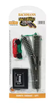 Bachmann 44861 N Nickel Silver E-Z Track Left-Hand Remote Switch Turnout