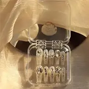 10pcs finished long handmade wearable nails (Color : L, Size : 1 count (Pack of 1))